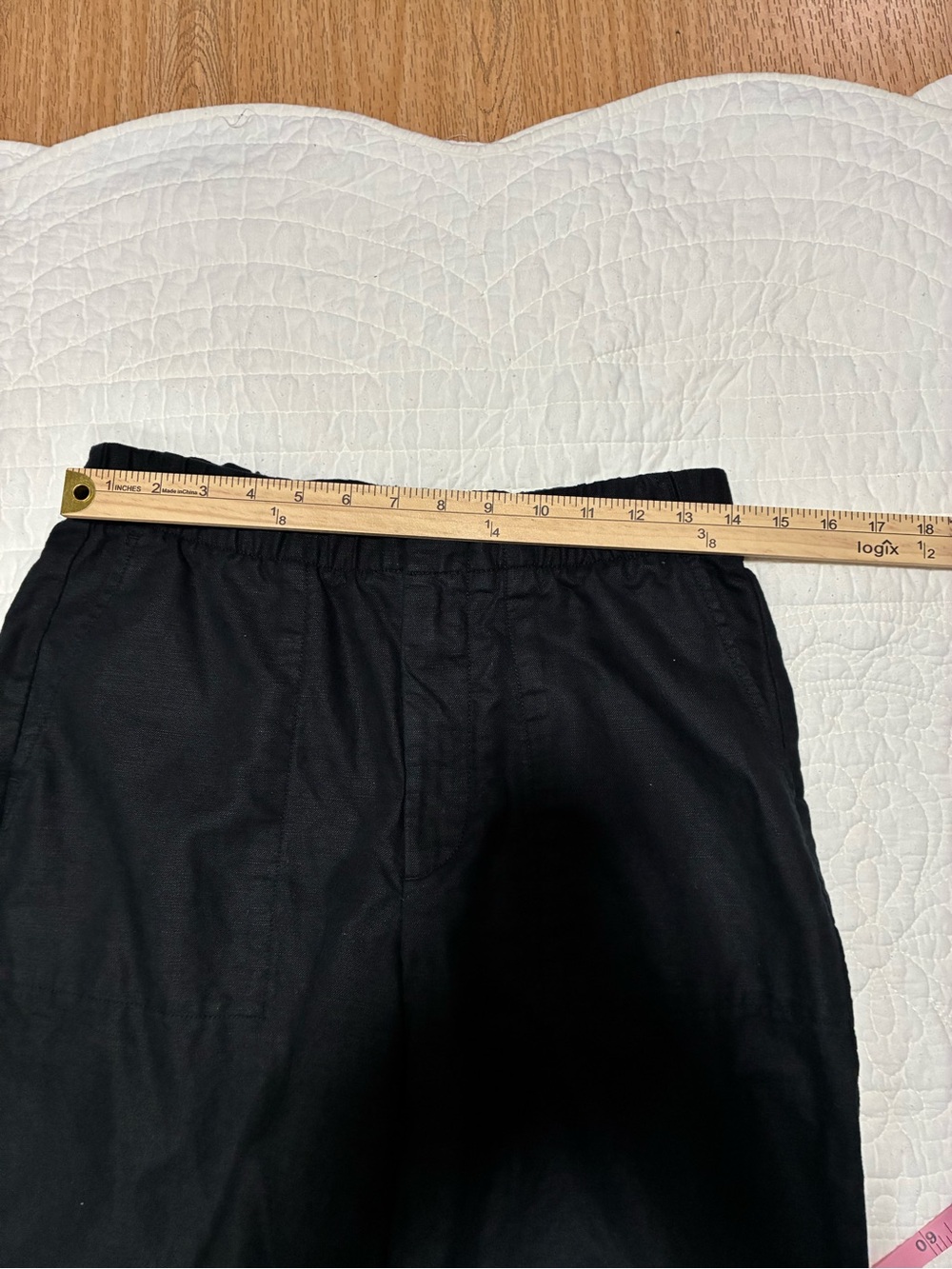 Gap Women Relaxed Tapered Pants Size S Black Pockets Cotton Linen Elastic Waist - Picture 8 of 8